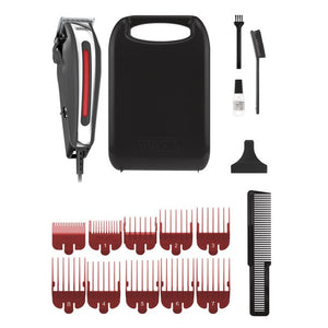 Wahl Fade Pro Corded Hair Clipper Kit, Men or Women, 17pc, Black /Red