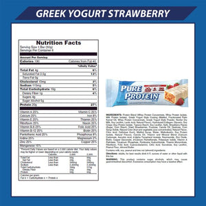 Pure Protein Bars, Strawberry Greek Yogurt, 20 g Protein, 1.76 oz, 6 Count