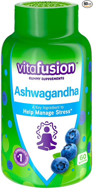 Vitafusion Ashwagandha Gummies, Ashwagandha 125mg Per Serving , Manage Stress , Chewable Vitamins, 60 Count