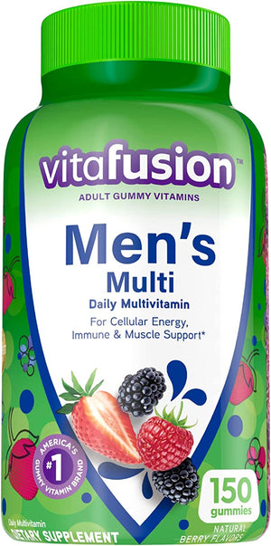 vitafusion Gummy Vitamins for Men, Berry Flavored Daily Multivitamins for Men, 150 ct