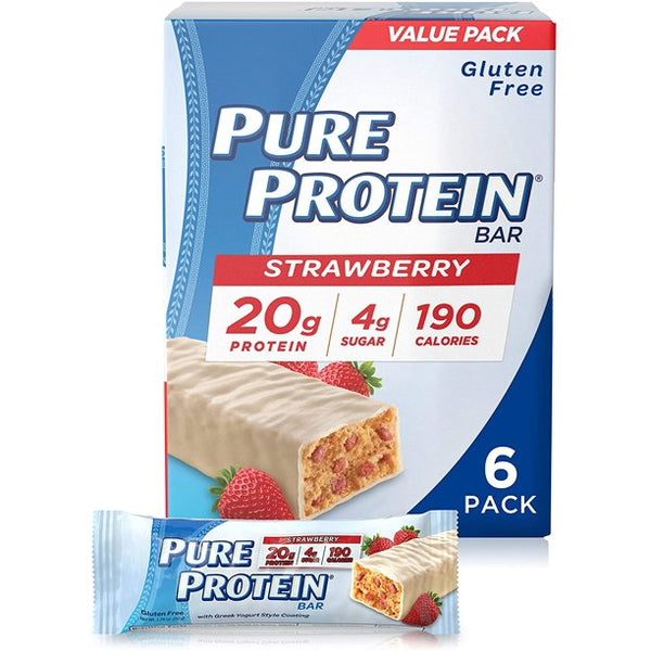 Pure Protein Bars, Strawberry Greek Yogurt, 20 g Protein, 1.76 oz, 6 Count