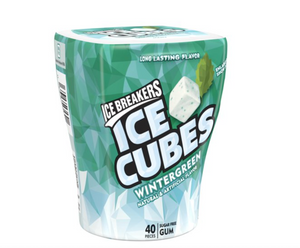 ICE BREAKERS ICE CUBES  Sugar Free Chewing Gum, Made with Xylitol, 3.24 oz, Bottle (40 Pieces)