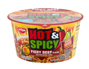 Nissin Fiery Beef Flavor Hot & Spicy Ramen Noodle Soup, 3.28 oz