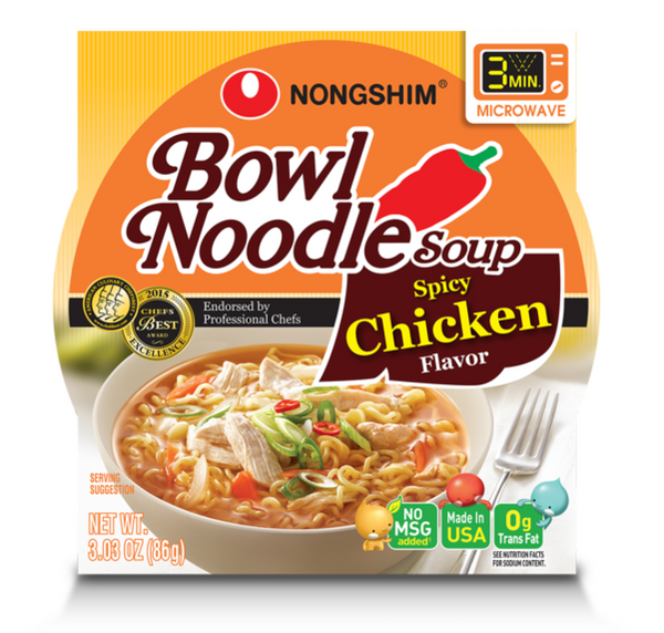 Nongshim Bowl Noodle Spicy Chicken Ramyun Ramen Noodle Soup Bowl, 3.03oz