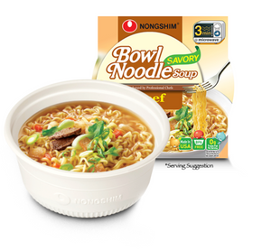 Nongshim Bowl Noodle Savory Beef Ramyun Ramen Noodle Soup Bowl, 3.03oz
