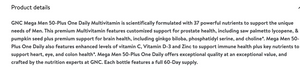 GNC Mega Men® 50-Plus One Daily Multivitamin, 60 Tablets
