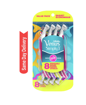 Venus Gillette Simply3 Women's Disposable Razors, 8 Count