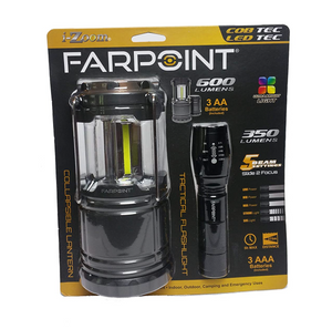 FARPOINT I-ZOOM LED 350 Lumens TACTICAL Flashlight & (included) 600 Lumens Collapsible