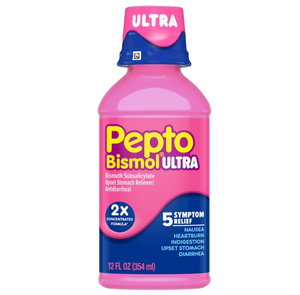 Pepto Bismol Ultra 5 Symptom Stomach Relief Liquid, Original, 12 Oz
