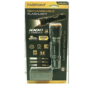 Farpoint Rechargeable Flashlight 1000 Lumens w/Power Bank Weatherproof