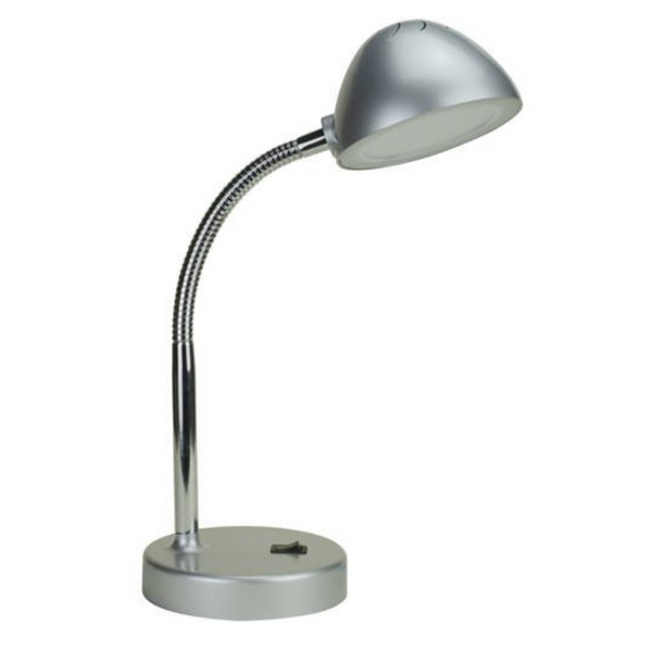 Mainstays 3.5 Watt LED Desk Lamp with USB Port, Metal Gooseneck, Silver