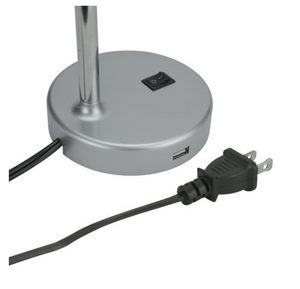 Mainstays 3.5 Watt LED Desk Lamp with USB Port, Metal Gooseneck, Silver