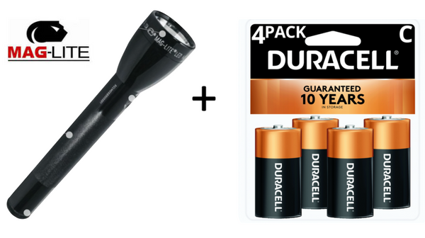Flaslight and  Duracell C Battery, Long Lasting C Batteries, 4 Pack