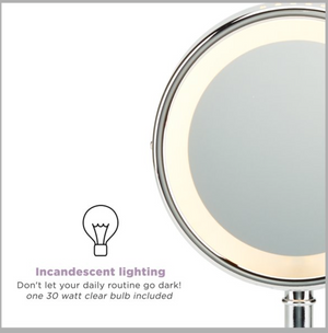 Conair Double-Sided Lighted Vanity Mirror, 1x / 5x Magnification, Chrome