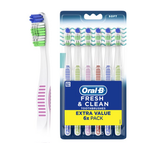 Oral-B Fresh and Clean Manual Toothbrush, Various Colors, Soft, 6 Ct