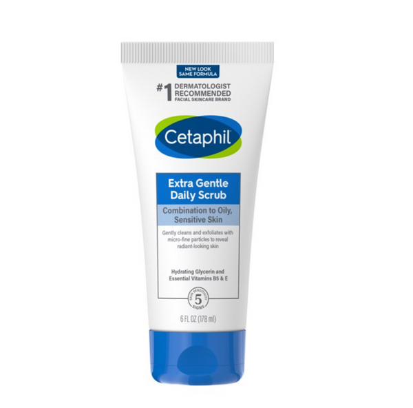 Cetaphil Extra Gentle Daily Scrub, Exfoliating Face Wash For Sensitive and All Skin Types, 6 Oz