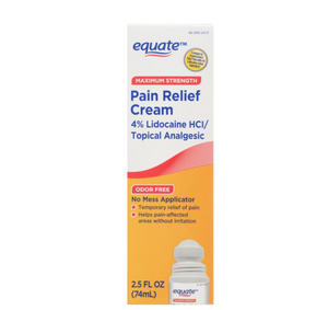 Equate Max Strength Lidocaine Pain Relief Cream, 2.5 fl oz