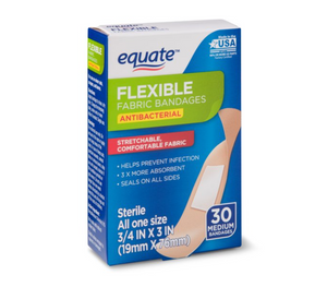 Equate Flexible Antibacterial Fabric Bandages, 30 Count