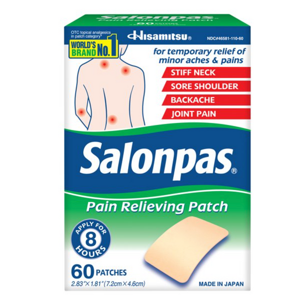 Salonpas Pain Relieving Patch, 8-Hour Pain Relief - 60 Patches