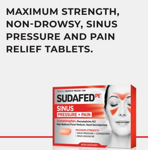 Sudafed PE Sinus Pressure + Pain Relief Decongestant Tablets, 24 ct