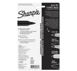 Sharpie Permanent Markers, Fine Point, Black, 5 Count