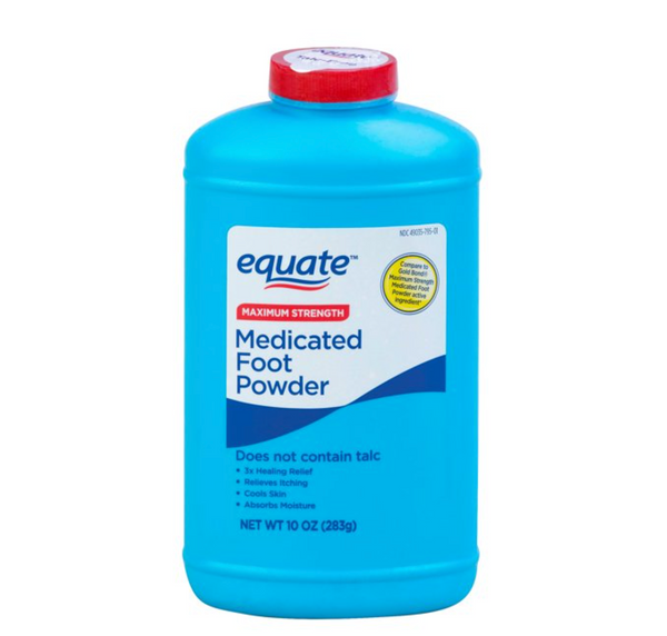 Equate Max Strength Medicated Foot Powder, 10oz