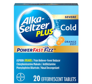 Alka-Seltzer Plus Severe Cold PowerFast Fizz Orange Zest Effervescent Tablets, 20ct