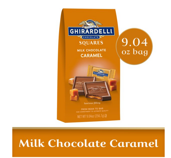 GHIRARDELLI Milk Chocolate Squares with Caramel Filling for Easter Chocolate Gifts, 9.04 Oz