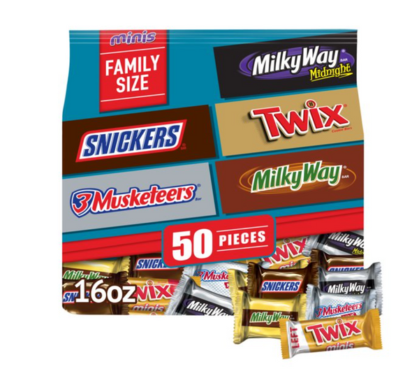 Snickers, Twix, Milky Way & More Variety Chocolate Candy Bar - 50 Piece Bag