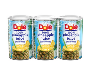 Dole 100% Pineapple Juice, All Natural Canned Pineapple Juice, 46 fl oz, 3 Pack