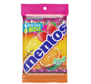Mentos Mint Candy, Fruit, 1.32 oz Rolls (Pack of 6)