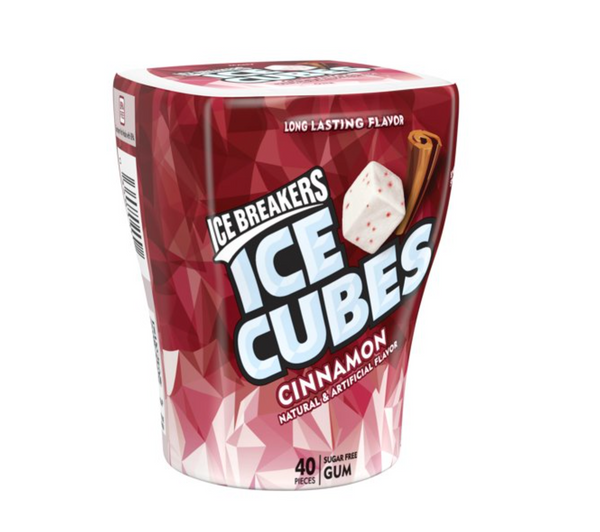 ICE BREAKERS ICE CUBES  Sugar Free Chewing Gum, Made with Xylitol, 3.24 oz, Bottle (40 Pieces)
