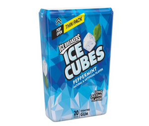 ICE BREAKERS, ICE CUBES Peppermint Sugar Free Chewing Gum, Made with Xylitol, 1.62 oz, Thin Pack