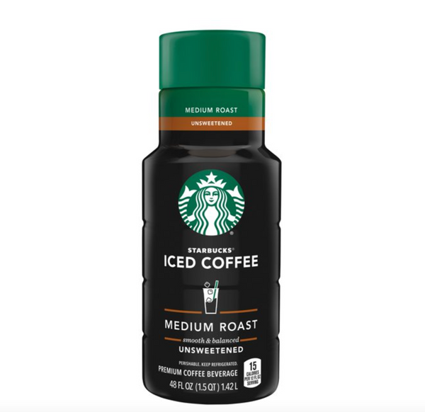 Starbucks Unweetened Premium Iced Coffee Drink, 48 oz Bottle