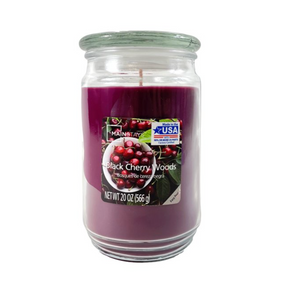 Mainstays Black Cherry Woods Scented Single-Wick Large Glass Jar Candle, 20 oz.