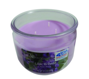 Mainstays Lilac Breeze Scented 3-Wick Glass Jar Candle, 11.5 oz.