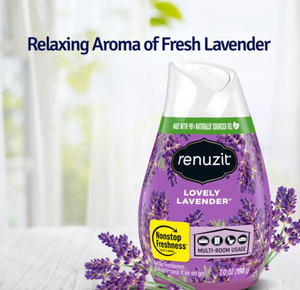 Renuzit Adjustable Solid Gel Air Freshener Cones, Lovely Lavender, Nonstop Freshness, 7 Ounces, 3 Cones