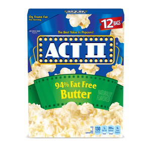 ACT II 94% Fat-Free Butter Microwave Popcorn, 2.71 Oz, 12 Ct