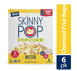 SkinnyPop Butter Microwave Popcorn, Gluten-Free, 6 Ct, 2.8 oz