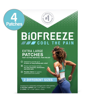 Biofreeze Pain Relieving Patch, Arthritis, Muscle, Joint and Back Pain Relief, 2 Sizes, Variety Pack, 4 CT