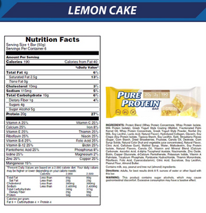 Pure Protein Lemon Cake Protein Bars, 1.76 oz, 6 Count