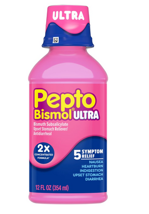 Pepto Bismol Ultra 5 Symptom Stomach Relief Liquid, Original, 12 Oz
