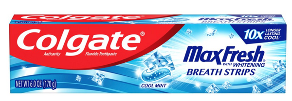Colgate Max Fresh Toothpaste with Mini Breath Strips, Cool Mint - 6 Ounce