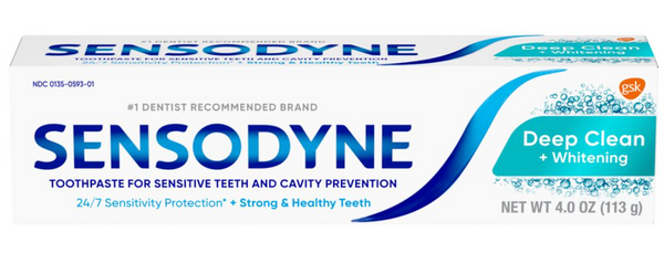 Sensodyne Deep Clean Plus Whitening Toothpaste for Sensitive Teeth, 4 Oz