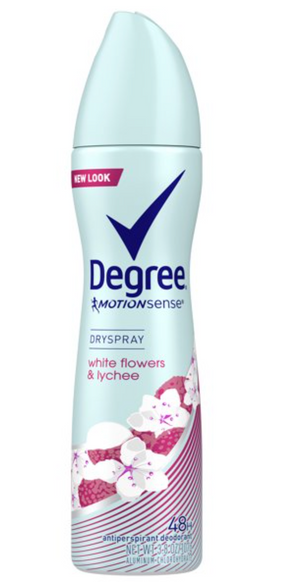 Degree Women Stay Fresh Antiperspirant Deodorant Dry Spray White Flowers & Lychee 3.8 Oz.