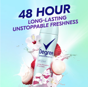 Degree Women Stay Fresh Antiperspirant Deodorant Dry Spray White Flowers & Lychee 3.8 Oz.