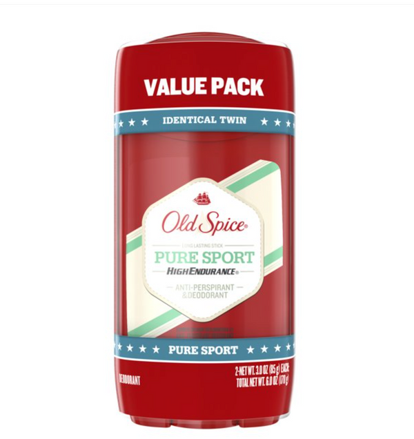 Old Spice High Endurance Pure Sport Deodorant for Men, 3 Oz. Twin Pack (2)