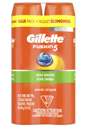 Gillette Fusion5 Ultra Sensitive Men's Hydra Gel, 14 Oz., Twin Pack