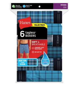 Hanes Men's Value Pack Woven Boxers, 6 Pack