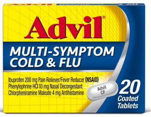 Advil Cold and Flu Pain Medicine and Fever Reducer Coated Tablets, 20 Count